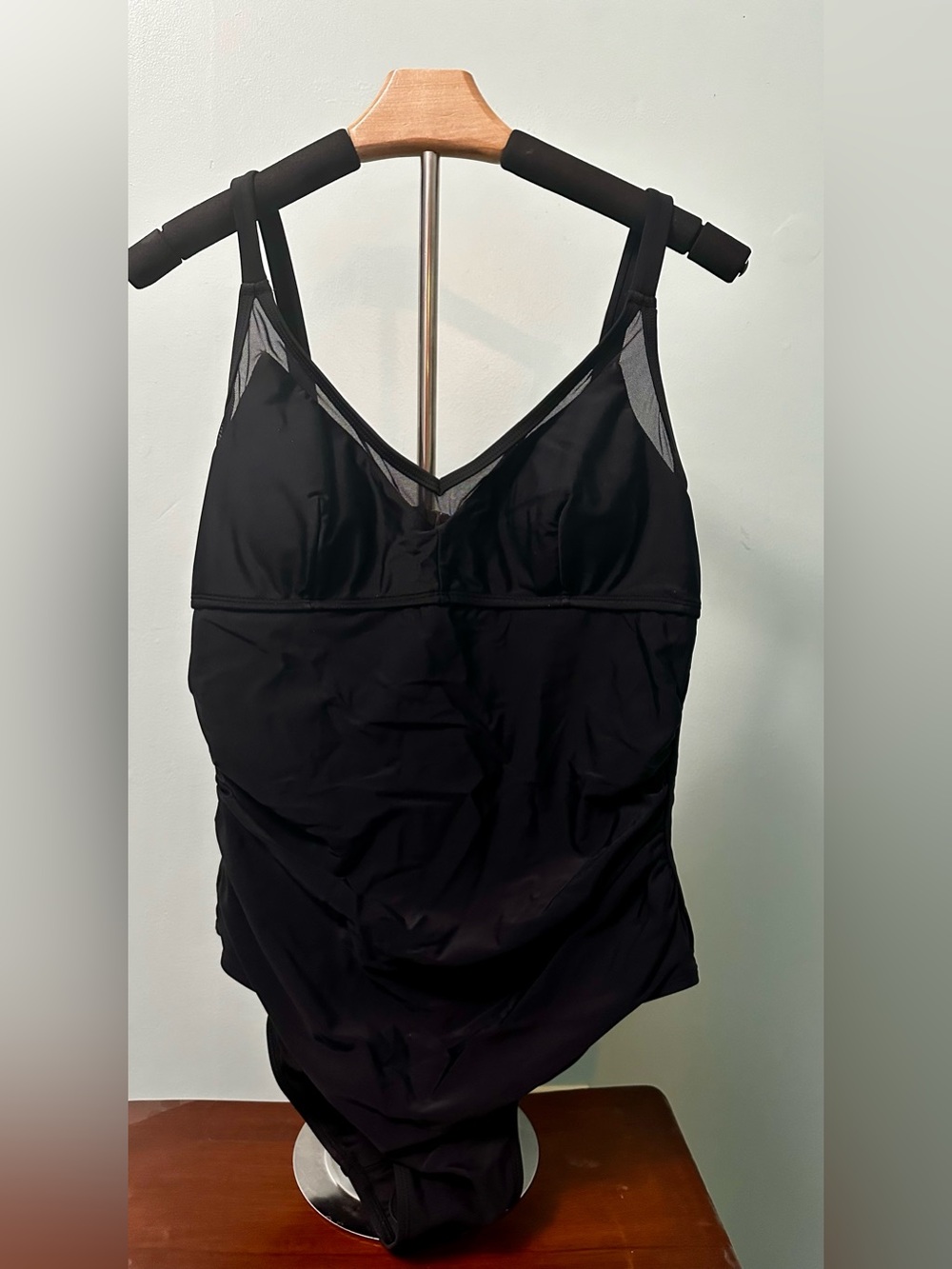 Cupshe NWT Black Mesh V-Neck Tummy Control Swimsuit L